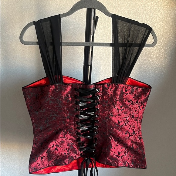 Scarlet and Black Corset top by Vintage Goth L/XL - Picture 3 of 3